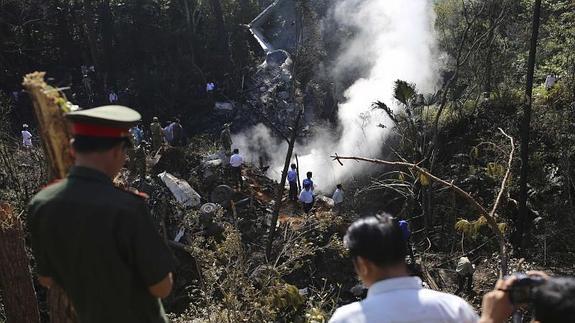 Imagen del lugar en el que se estrelló el avión. 