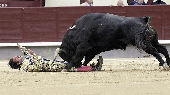 Momento en el que el torero fue arollado. 