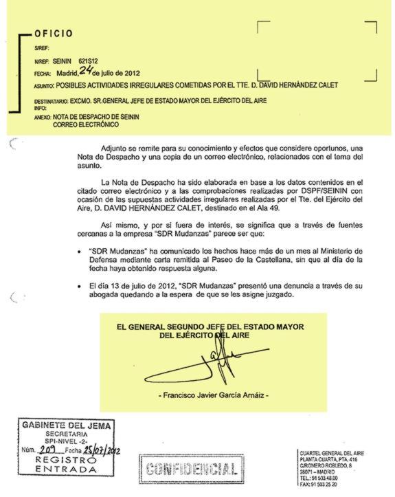 Documento interno elaborado por el Ejército del Aire