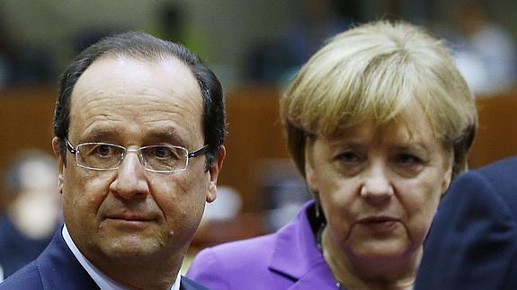 François Hollande y Angela Merkel. 