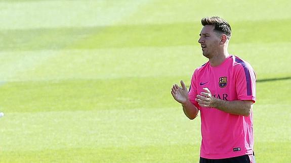 Messi, durante su primer entrenamiento de la temporada. 