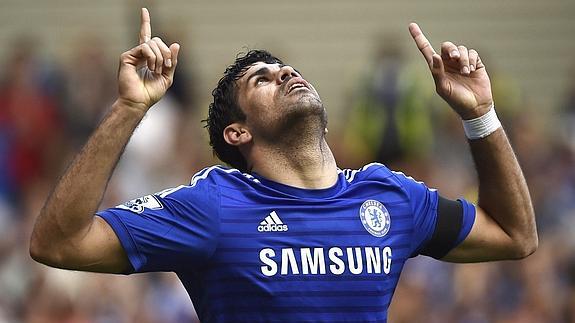 Diego Costa celebra un gol.  