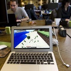 Un ordenador ejecuta 'Minecraft' en el estudio de Mojang.