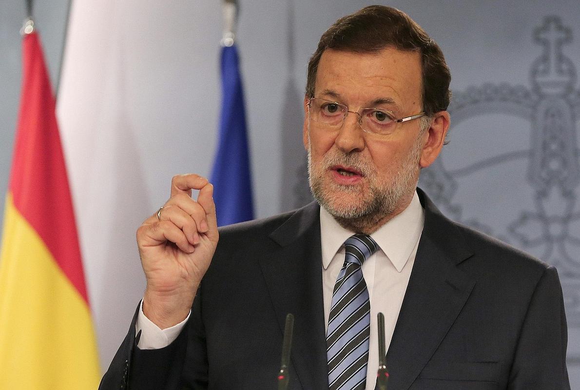 Mariano Rajoy, durante la comparecencia en el Palacio de Moncloa.