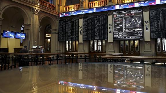 Interior de la Bolsa de Madrid. 