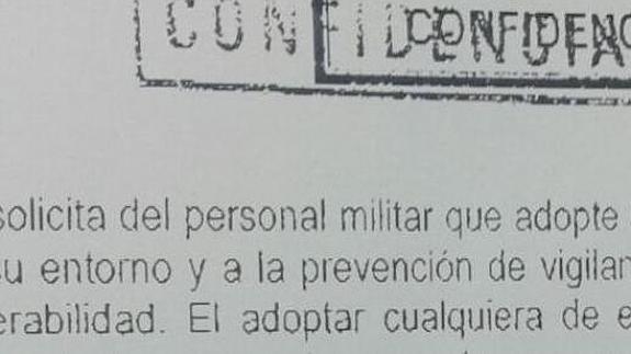 Parte de la circular distribuida entre los militares españoles. 