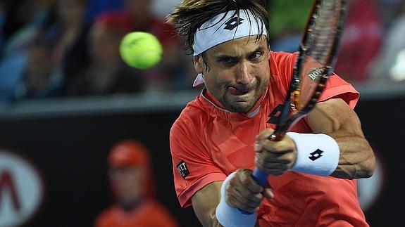 David Ferrer durante el partido contra Gilles Simon.