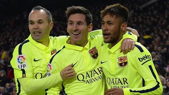 Iniesta, Messi y Neymar. 