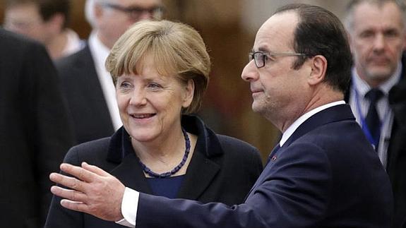 Angela Merkel y François Hollande. 