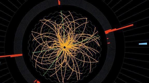 Imagen generada por ordenador que representa una colisión de partículas. 