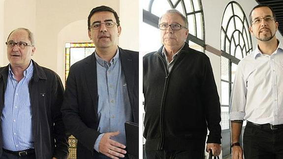 Juan Cornejo y Mario Jiménez (PSOE, izquierda) y Sergio Pascual y Manuel Garí (Podemos, derecha). esta mañana 