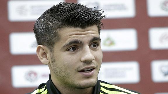 Morata, en rueda de prensa. 