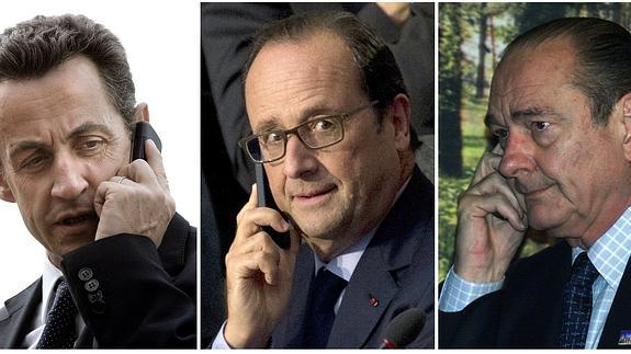 Nicolas Sarkozy, François Hollande y Jacques Chirac. 