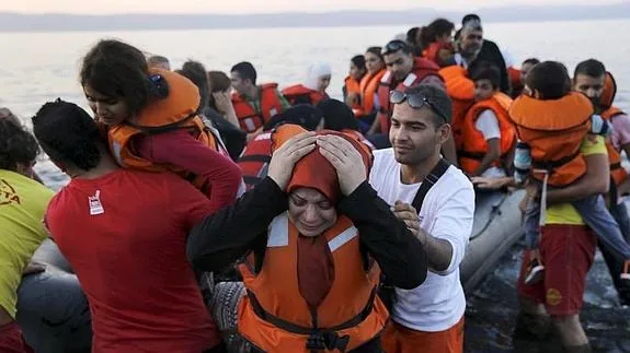 Refugiados sirios en la isla de Lesbos. 