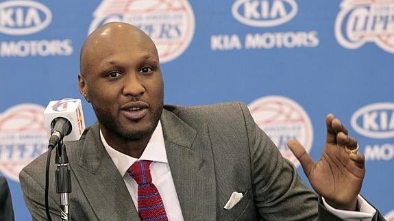 Lamar Odom, en una rueda de prensa en 2012.  