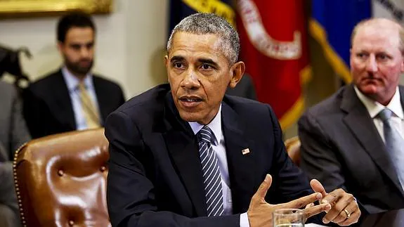 Barack Obama, durante su reunión con representantes de Intel, Johnson & Johnson o Hershey.