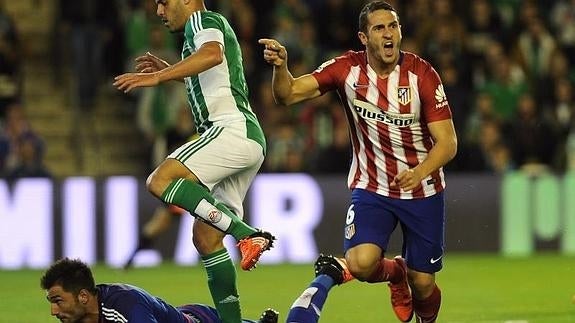 Koke celebra el tanto de la victoria. 