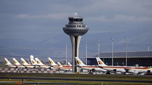 Aviones de Iberia en el aeropuerto de Barajas.