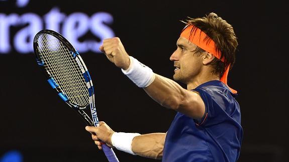 David Ferrer celebra la victoria. 