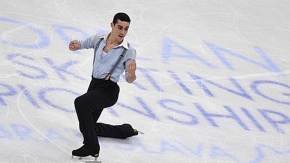 Javier Fernández, durante uno de sus ejercicios. 