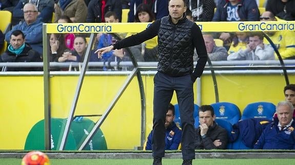 Luis Enrique, durante el partido frente a Las Palmas. 