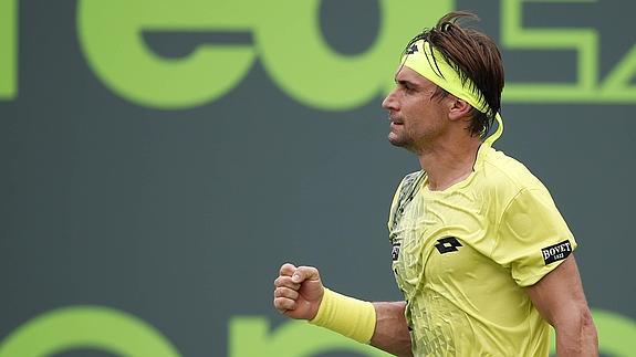 David Ferrer celebra su victoria ante el estadounidense Taylor Fritz.