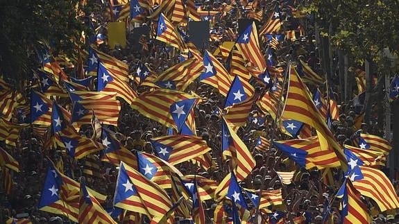 Manifestación en favor de la independencia de Cataluña. 