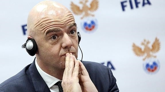 Infantino, durante la rueda de prensa. 