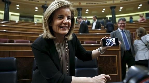 Fátima Báñez, hoy en el Congreso. 