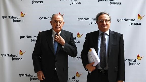 El consejero delegado de Gas Natural Fenosa, Rafael Vilaseca junto al presidente de la eléctrica, Salvador Gabarró.