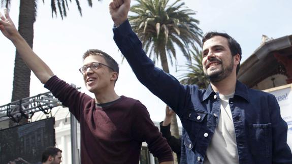 Íñigo Errejón y Alberto Garzón en el mitin de La Coruña.