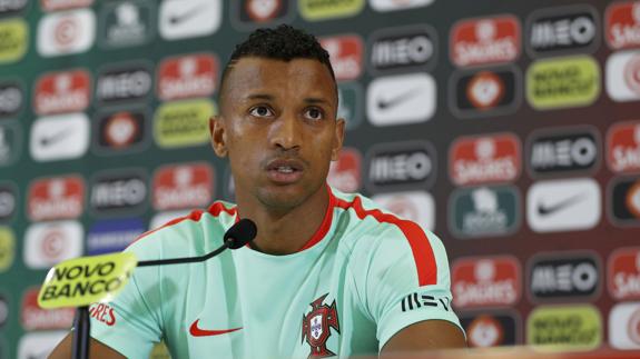 Nani, durante la rueda de prensa.