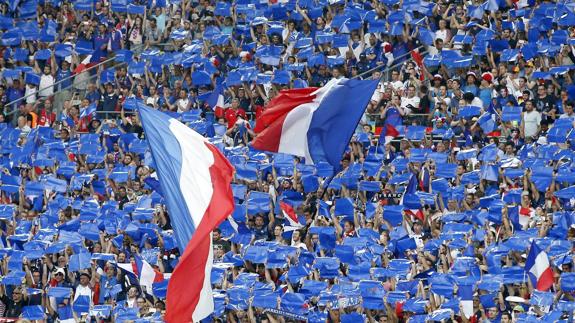 La afición francesa, en la semifinal contra Alemania. 