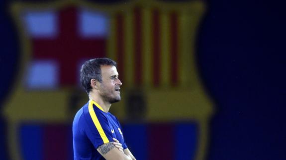 Luis Enrique, durante un entrenamiento con el FC Barcelona. 