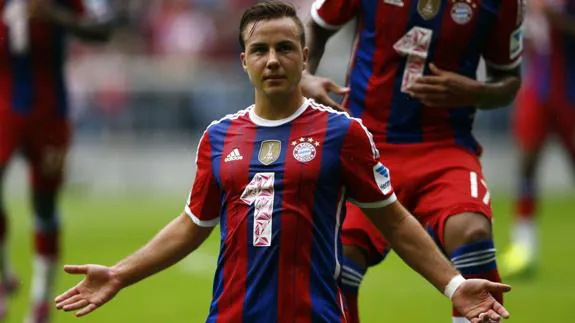 Götze celebra un gol con el Bayern. 