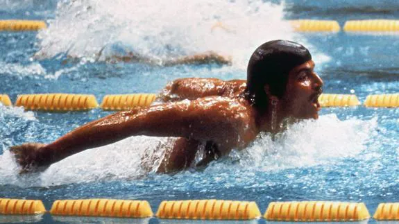 Mark Spitz, durante la final de los 200 metros mariposa de los Juegos Olímpicos de Munich 1972. 
