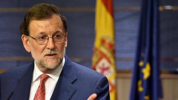 Rajoy, en la sala de prensa del Congreso. 