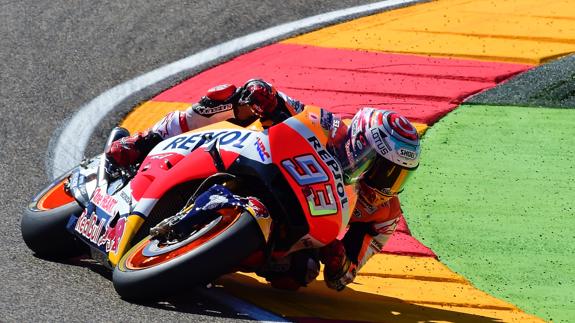 Marc Márquez, durante los entrenamientos del GP de Aragón. 