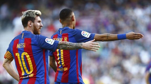 Messi y Neymar en un partido de esta temporada. 