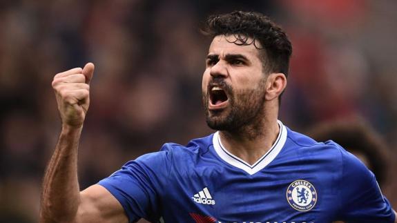 Diego Costa celebra un gol con el Chelsea. 