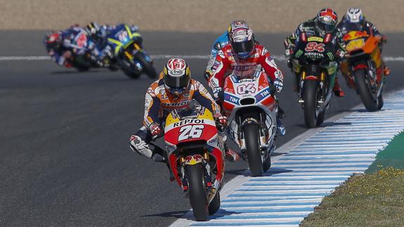 Dani Pedrosa de (Repsol Honda), durante los terceros entrenamientos libres del Gran Premio de España