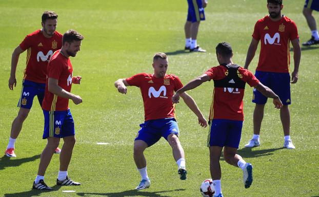 Entrenamiento de la selección española. 