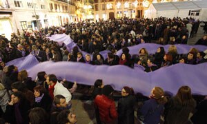 La marcha, en la plaza de la Constitución. / Álvaro Cabrera