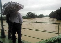 El río Guadalhorce ha sufrido una fuerte crecida. En la foto, a su paso por Cártama.:: Sur