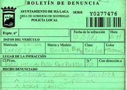 Imagen de la denuncia que le impusieron al ciclista. ::SUR