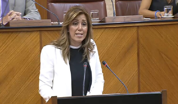 Susana Díaz, durante su intervención en el Parlamento andaluz. :: SUR
