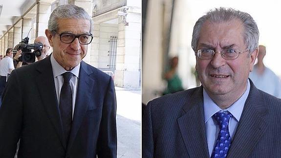 Braulio Medel y Felipe Romera, a su llegada hoy a los juzgados. 