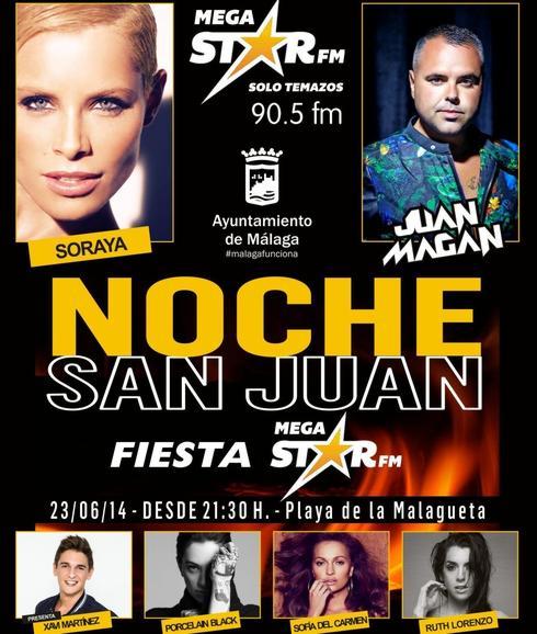 Juan Magán, Ruth Lorenzo y Soraya, en la Noche de San Juan malagueña
