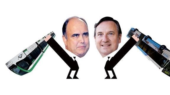Javier Pérez Fortea, presidente de la concesionaria de Metro Málaga, y Miguel Ruiz, gerente de la EMT. 