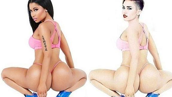 Imagen de la carátula de Nicky Minaj y del perfil de Twitter de Miley Cyrus. 